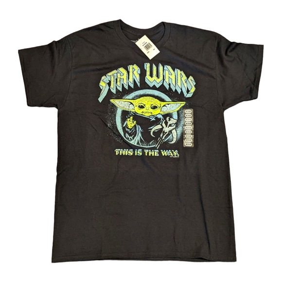 Star Wars Other - Star Wars Black T-Shirt  The Mandalorian Baby Yoda Sketch Graphic Medium Logo